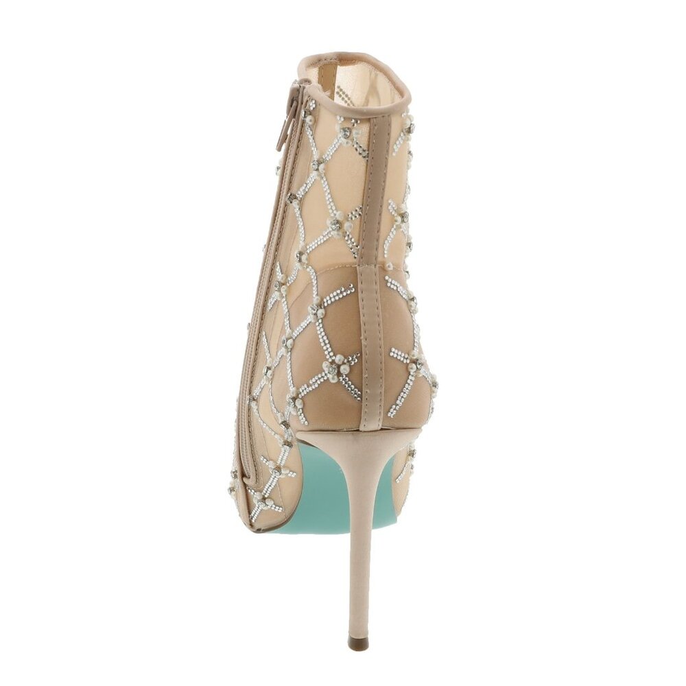 Betsey Johnson Women's Lark Mesh Embellished Stiletto Bootie Nude - Picture 5 of 7